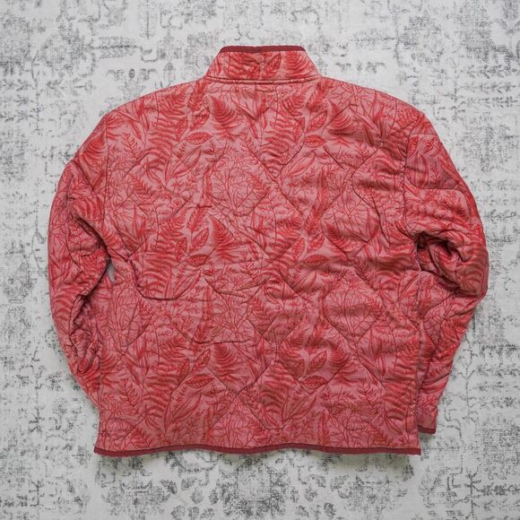 Travis Mathew Red Fern Leaf Printed Quilted Golf Jacket - Women's Medium - Picture 2 of 8